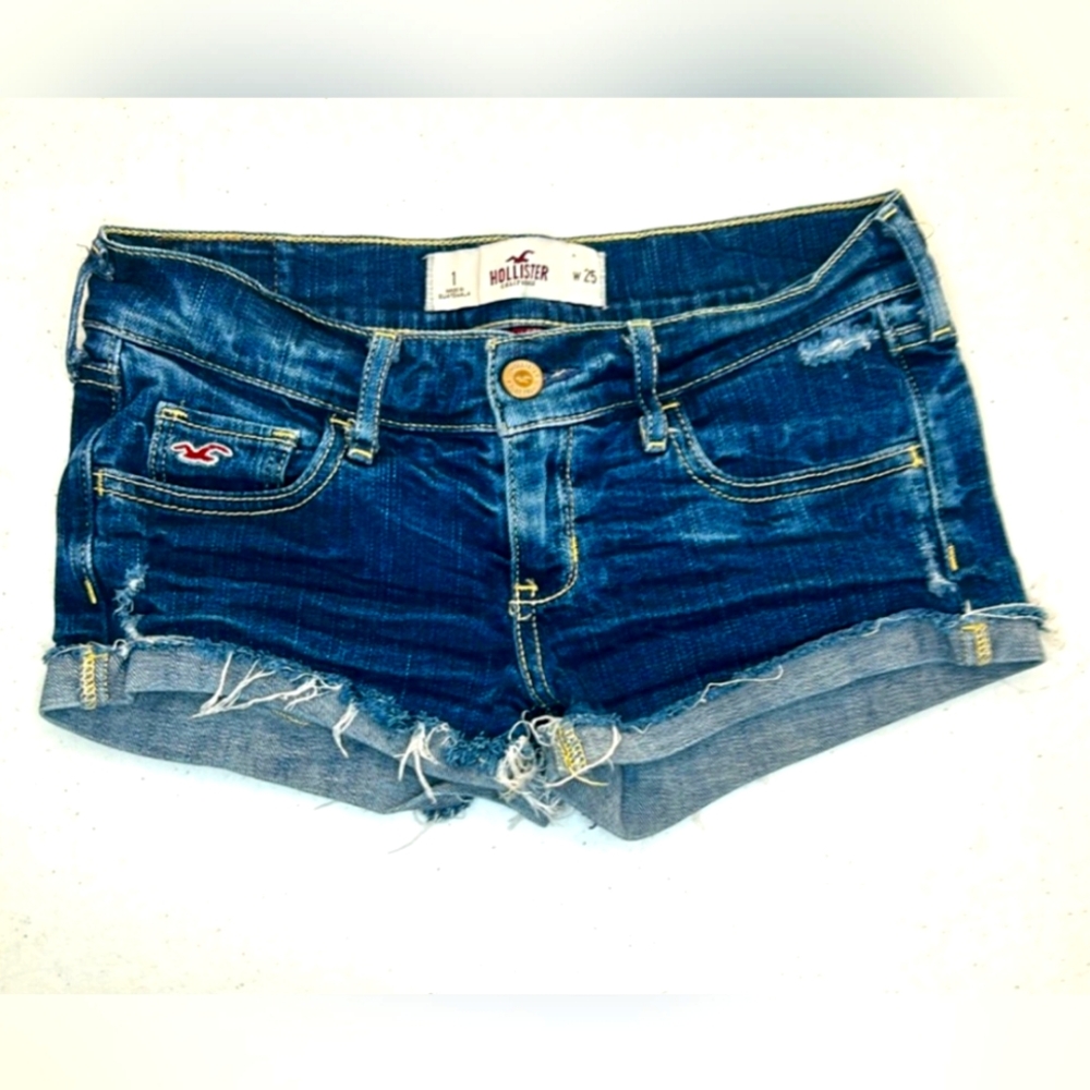 Hollister California size 1 W 25 SOCAL STRETCH denim Jean Shorts cuffed shorts